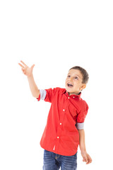 Portrait of a excited  little boy playing