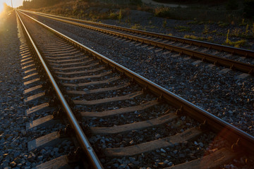 Railway in sunset.