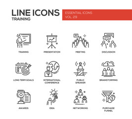 Business Training - line design icons set