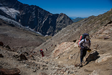 French Alps, mountains. Route to Montblanc.