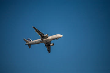 Airplane jet in the sky.