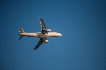 Airplane jet in the sky.