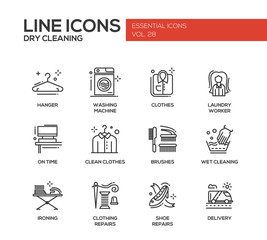 Laundry - line design icons set