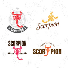 Vector colorful logo set with scorpion