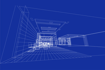 architecture abstract, 3d illustration, building structure