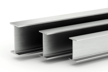 Steel I-beam. Flange beam on white background - 115423915