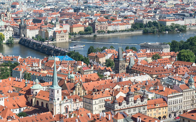 Naklejka na ściany i meble cityscape view of Prague in sunny day