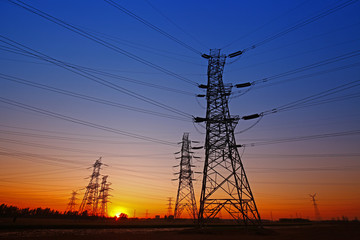 Fototapeta premium Pole and tower of high voltage