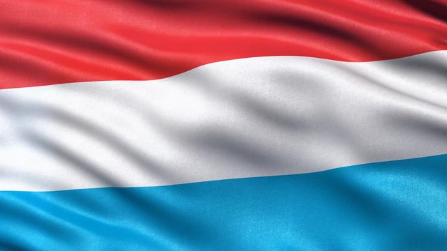Seamless loop of Luxembourg flag waving in the wind. Realistic loop with highly detailed fabric.