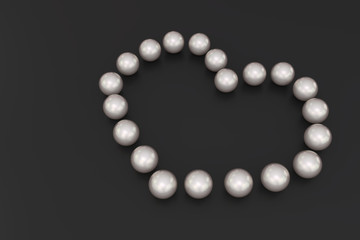 3D rendering of pearls shaped as a heart