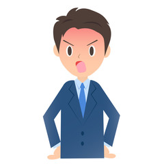 少し怒るビジネスマン、男性会社員のイラスト素材