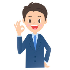 OKサインのビジネスマン、男性会社員のイラスト素材