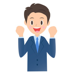励ますビジネスマン、男性会社員のイラスト素材