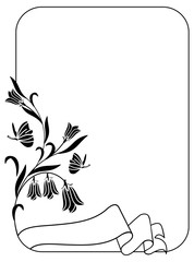 Rounded corners vertical framework with bluebells. Design element for advertisements, flyer, web, wedding and other invitations or greeting cards. Vector clip art.