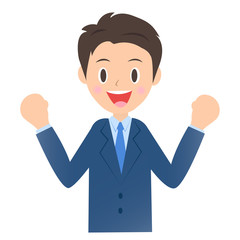 応援するビジネスマン、男性会社員のイラスト素材