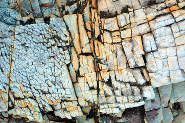 Natural abstract patterns and textures in fractured rock 