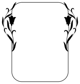 Rounded corners vertical framework with bluebells. Design element for advertisements, flyer, web, wedding and other invitations or greeting cards. Vector clip art.