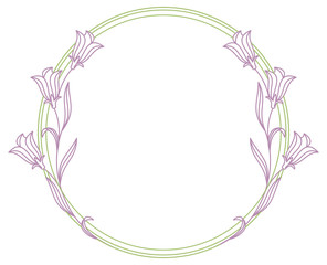 Elegant color round frame with bluebells. Design element for advertisements, flyer, web, wedding and other invitations or greeting cards.Vector clip art.