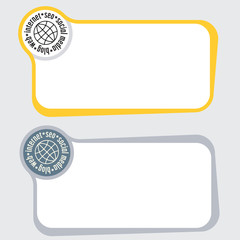 Set of two vector text frames with the words internet; social me