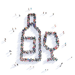 people wine bottle shape icon 3d