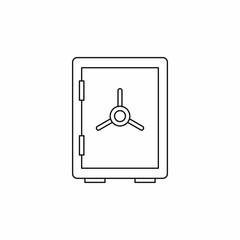 Closed safe icon in outline style isolated vector illustration