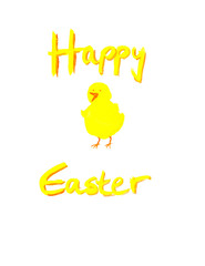 Watercolor painting of text Happy Easter with chick