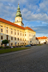 Fototapeta na wymiar Bishop's Palace in the main square of Kromeriz city in Moravia, Czech Republic.