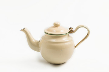 old thai zinc tea pot isolated on white background