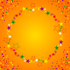 Colorful star circle with space in the middle for text. Background for parties in general