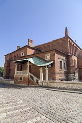 Old synagogue in jewish district of Krakow , Poland