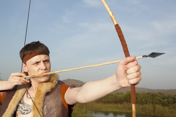Robin Hood. Archer with arrow and long bow