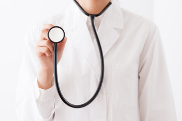 白衣の女性、医者、聴診器