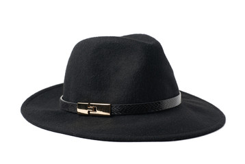 Black homburg hat isolated