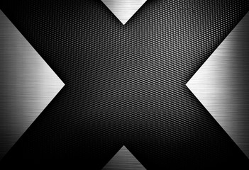 x design with metal mesh background