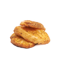 Baked potato slice composition, isolated