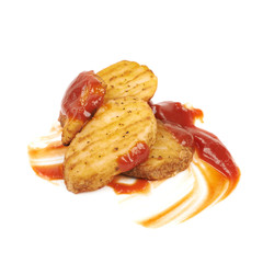 Baked potato slice composition, isolated