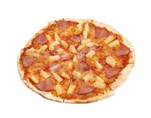 Hawaiian pizza composition isolated
