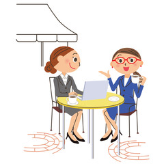 会社員　喫茶店　パソコン