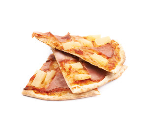 Hawaiian pizza composition isolated
