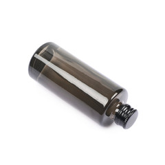 Black glass bottle vial isolated
