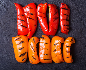 Orange and red grilled peppers