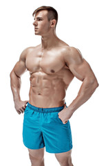 Fototapeta premium Image of muscle man posing in studio