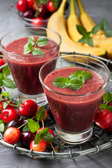 smoothie with cherry and banana