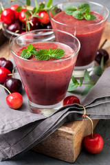 smoothie with cherry  in a glass
