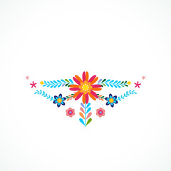 Mexico flowers ornament. Vector illustration.