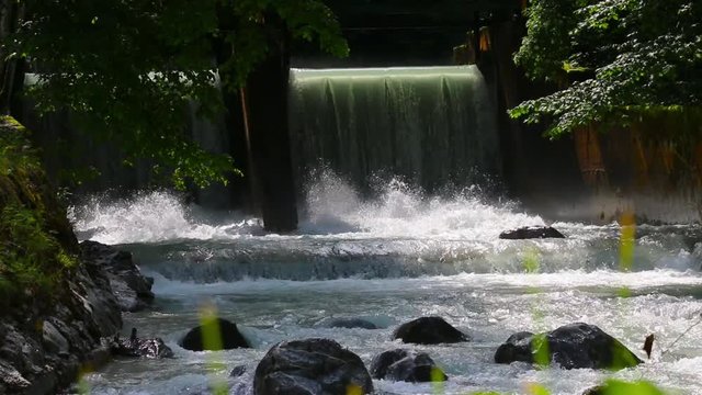 Rapids on Partnach River under Partnachklamm is a scenic location and nature attraction in Germany near Garmisch Paterkirchen.