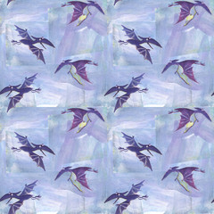 dinosaur, pterodactyl, watercolor © irynapotapenko