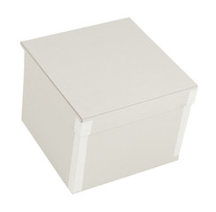 Plain white paper cardboard gift box uncovered closed empty christmas birthday isolated