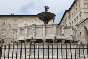 Beautiful gothic fountain in the medieval centre of Perugia