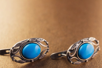 silver earrings with turquoise stone